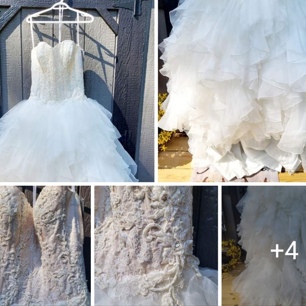 Oleg Cassini Ivory Ball Gown Wedding Dress.